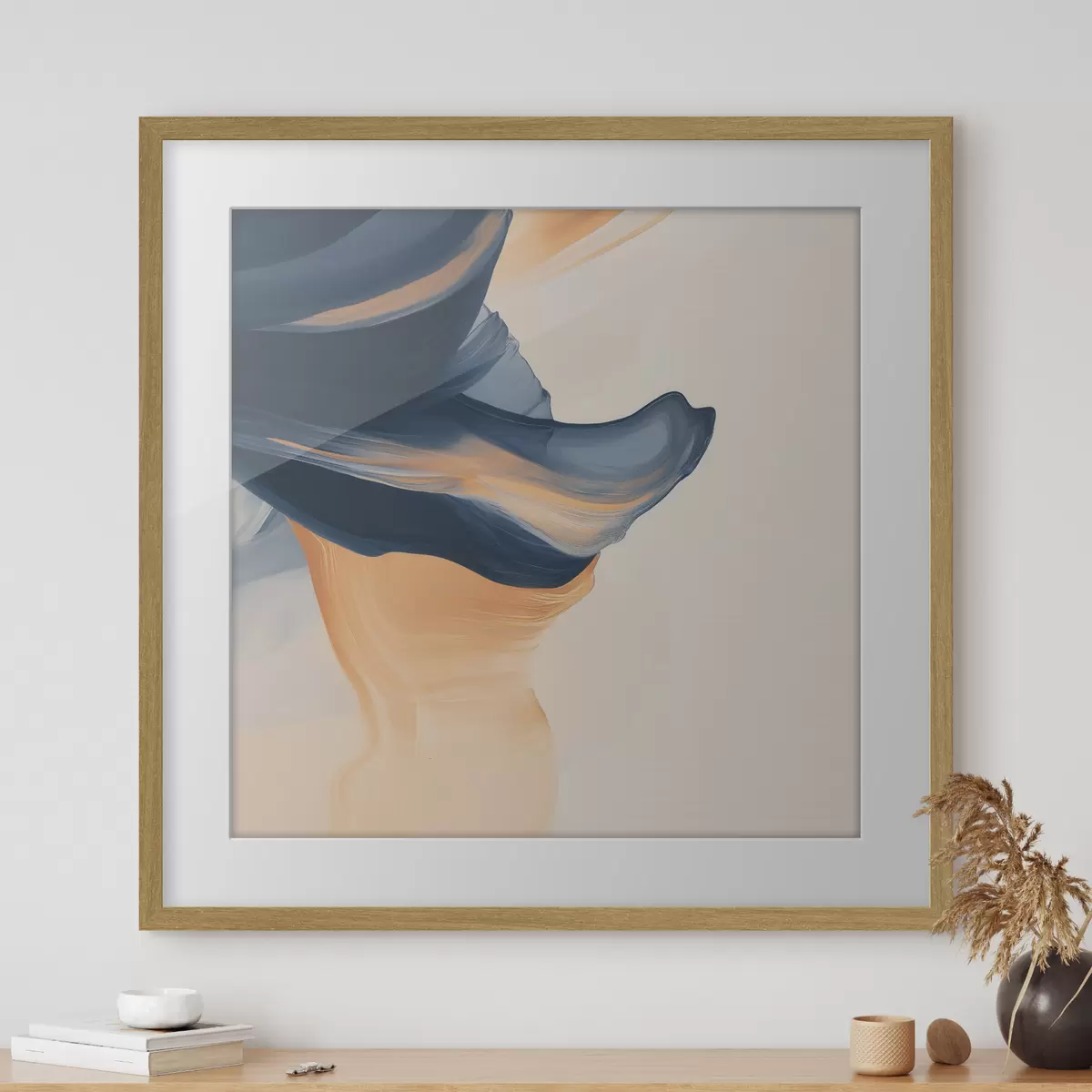 Poster Composizione caratterizzata da tonalità di blu intenso e pesca caldo in uno stile pittorico contemporaneo f48883