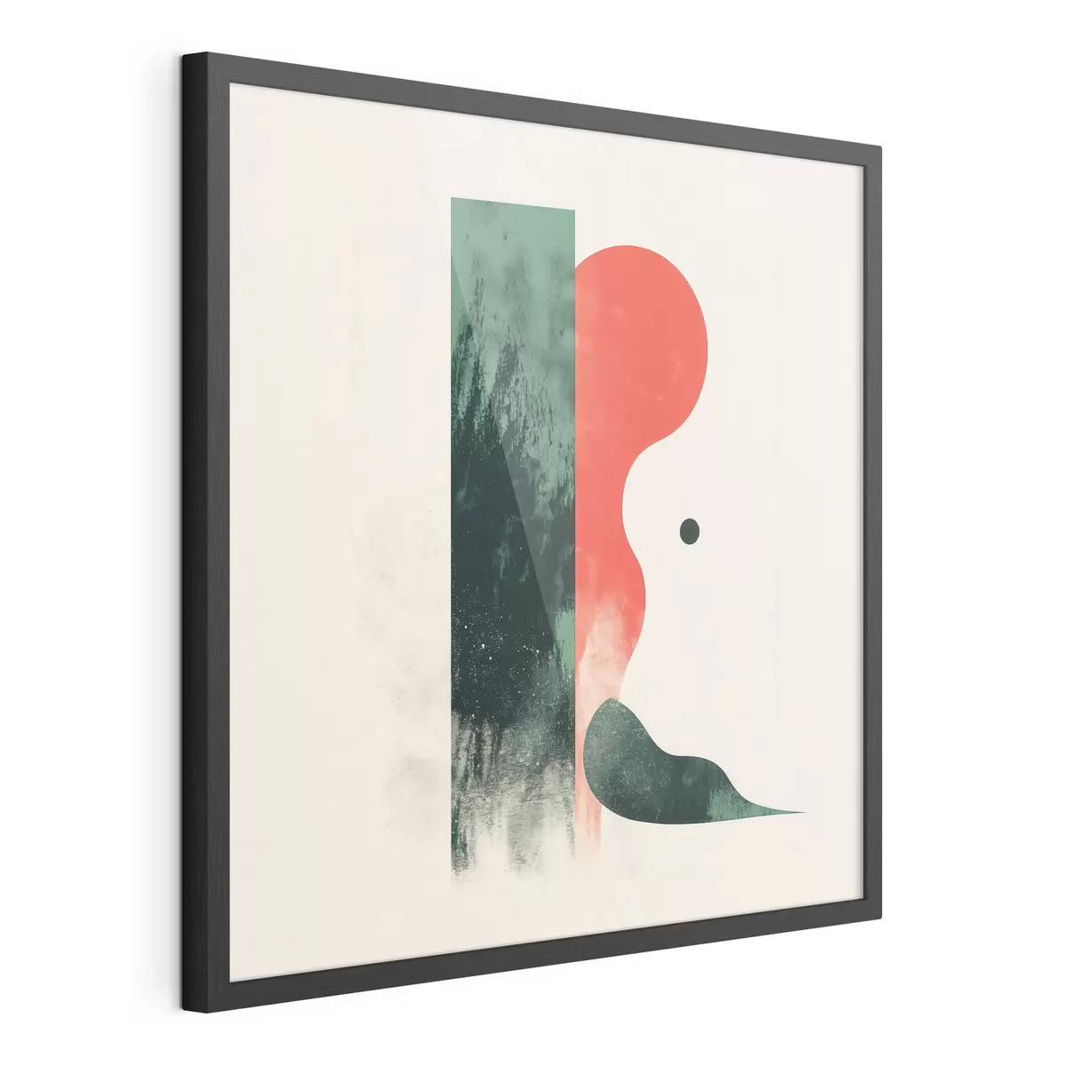 Poster Composizione geometrica contemporanea con figure astratte rosse e verdi f48888