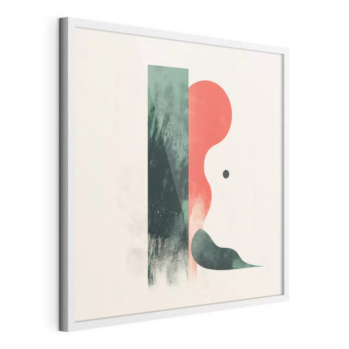 Poster Composizione geometrica contemporanea con figure astratte rosse e verdi f48888