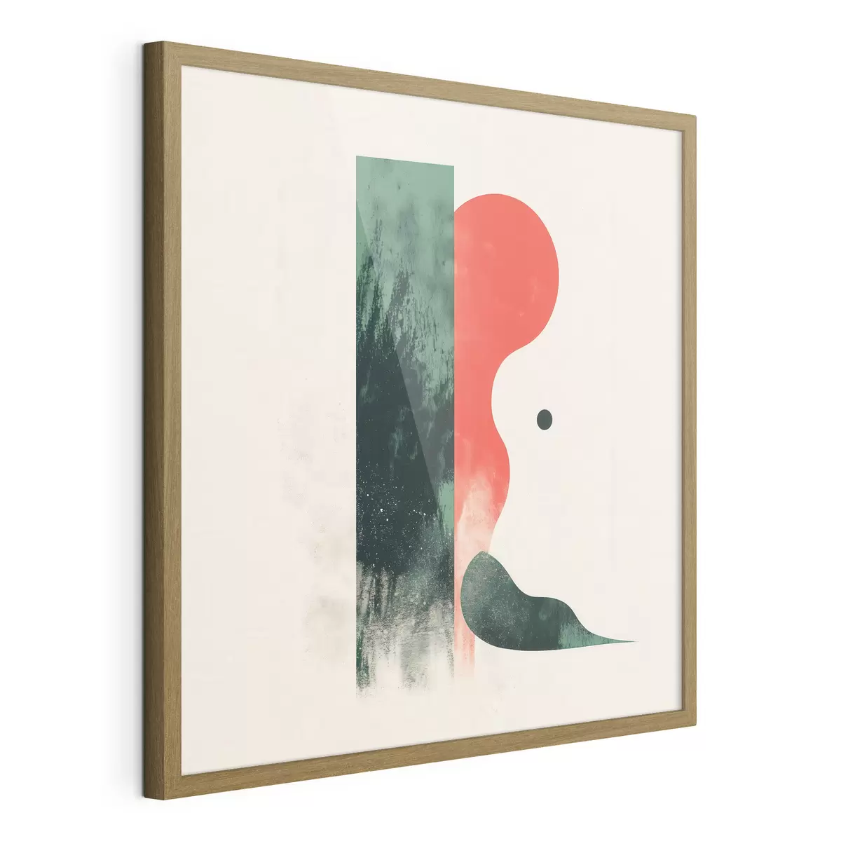 Poster Composizione geometrica contemporanea con figure astratte rosse e verdi f48888