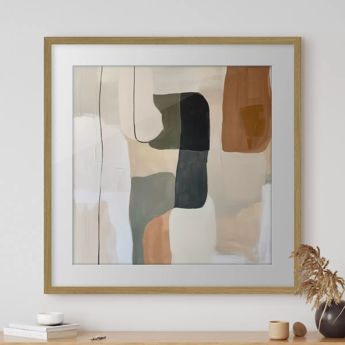 Poster Composizione astratta contemporanea caratterizzata da blocchi di colore e da un'elegante linea grafica f48890