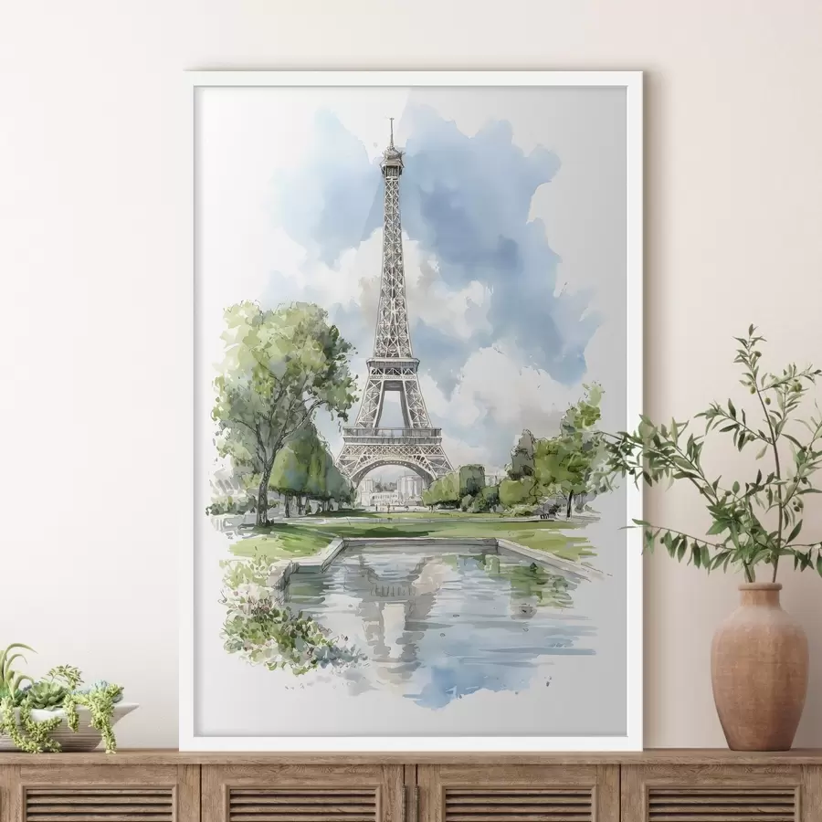 carta da parati La Torre Eiffel in stile acquerello nr. f49424
