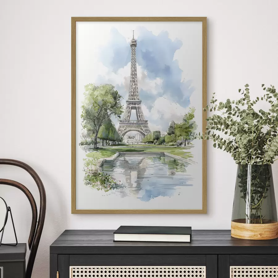 carta da parati La Torre Eiffel in stile acquerello nr. f49424