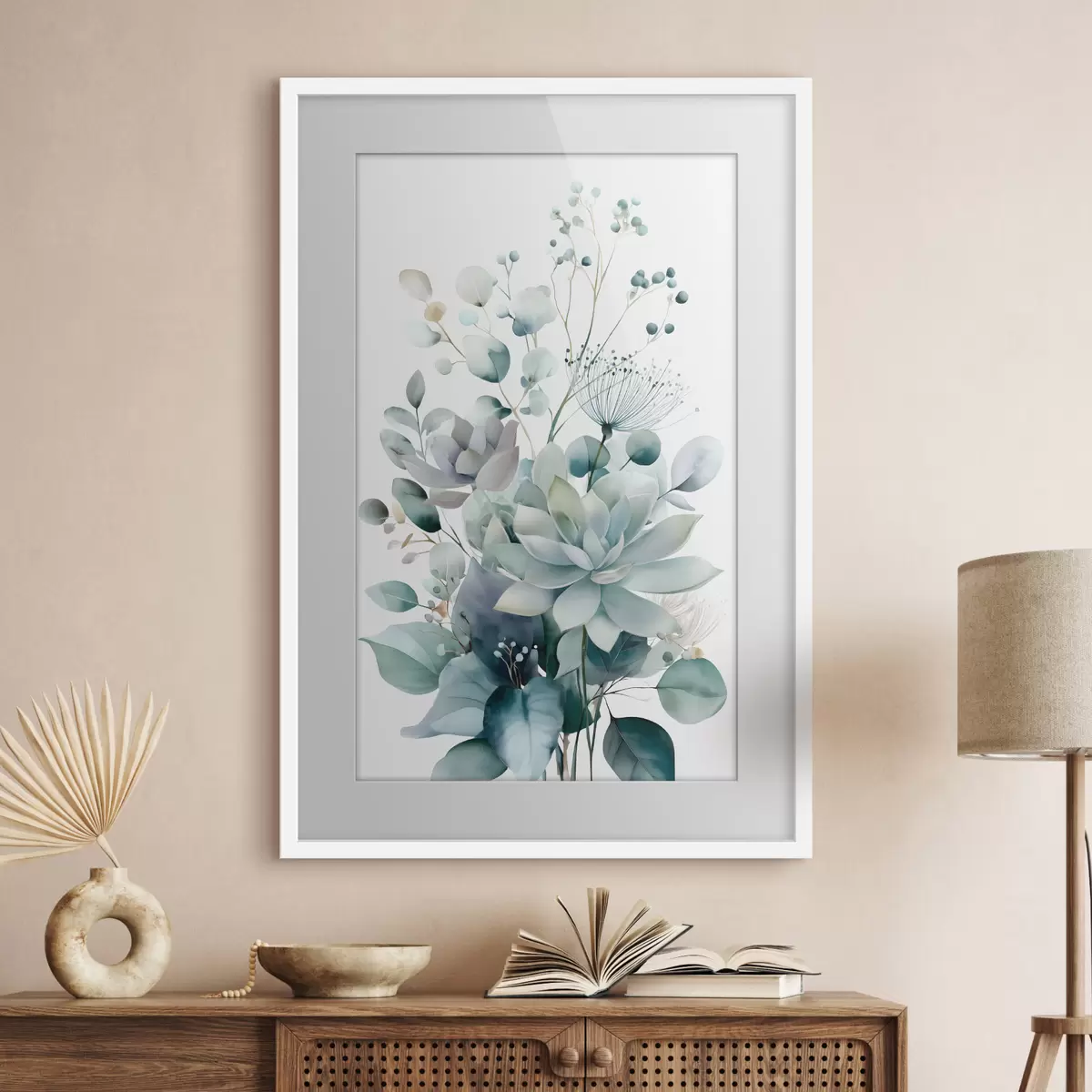 Poster Piante grasse e altre piante, in stile acquerello f49427