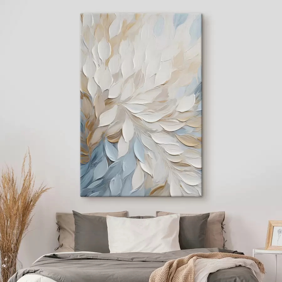 carta da parati Pittura astratta con texture che imita la tecnica a pennellate nei toni del bianco, del blu e del beige nr. s49464