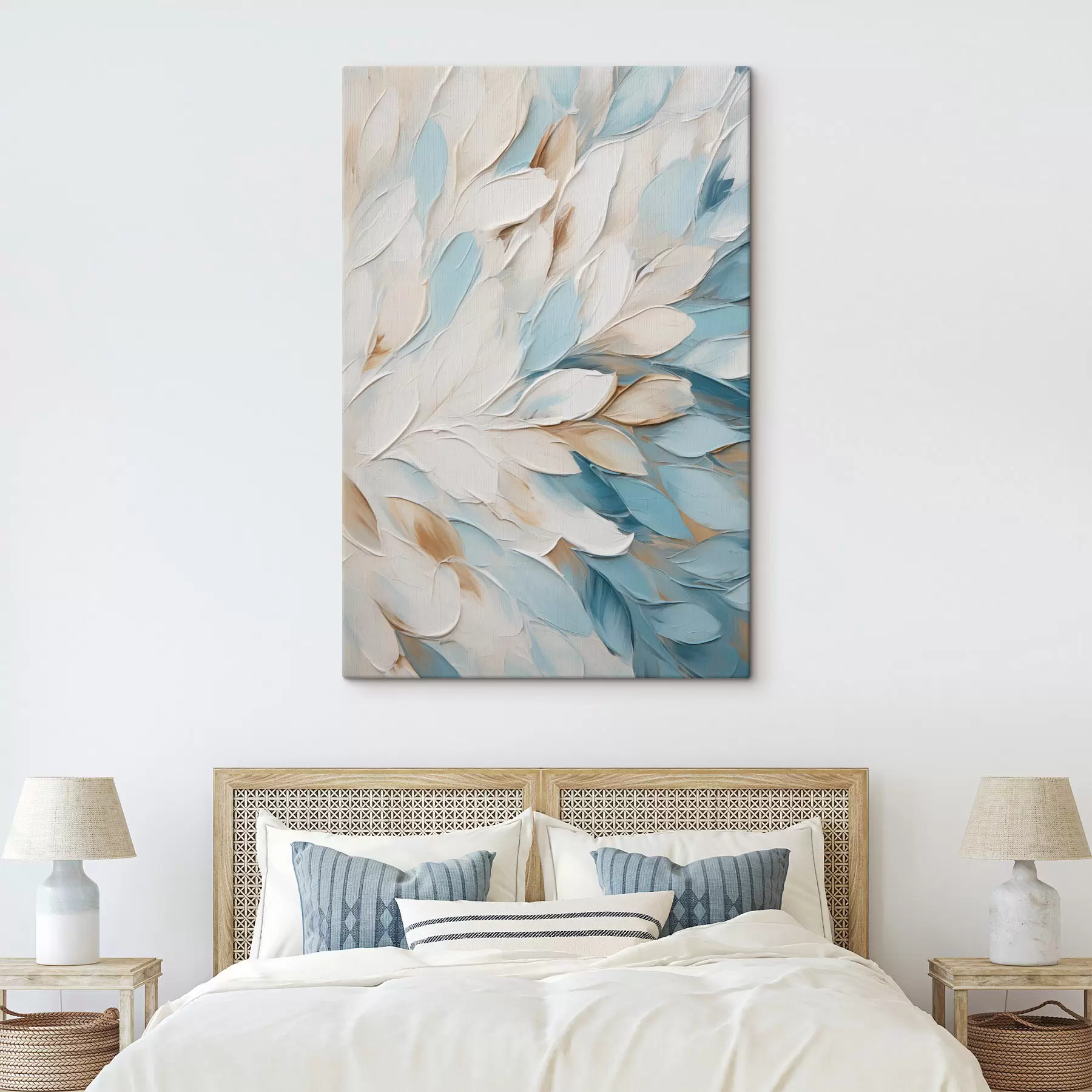 carta da parati Pittura astratta con texture che imita la tecnica a pennellate nei colori bianco, blu e beige nr. s49465