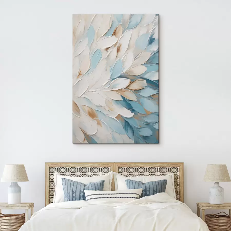 carta da parati Pittura astratta con texture che imita la tecnica a pennellate nei colori bianco, blu e beige nr. s49465