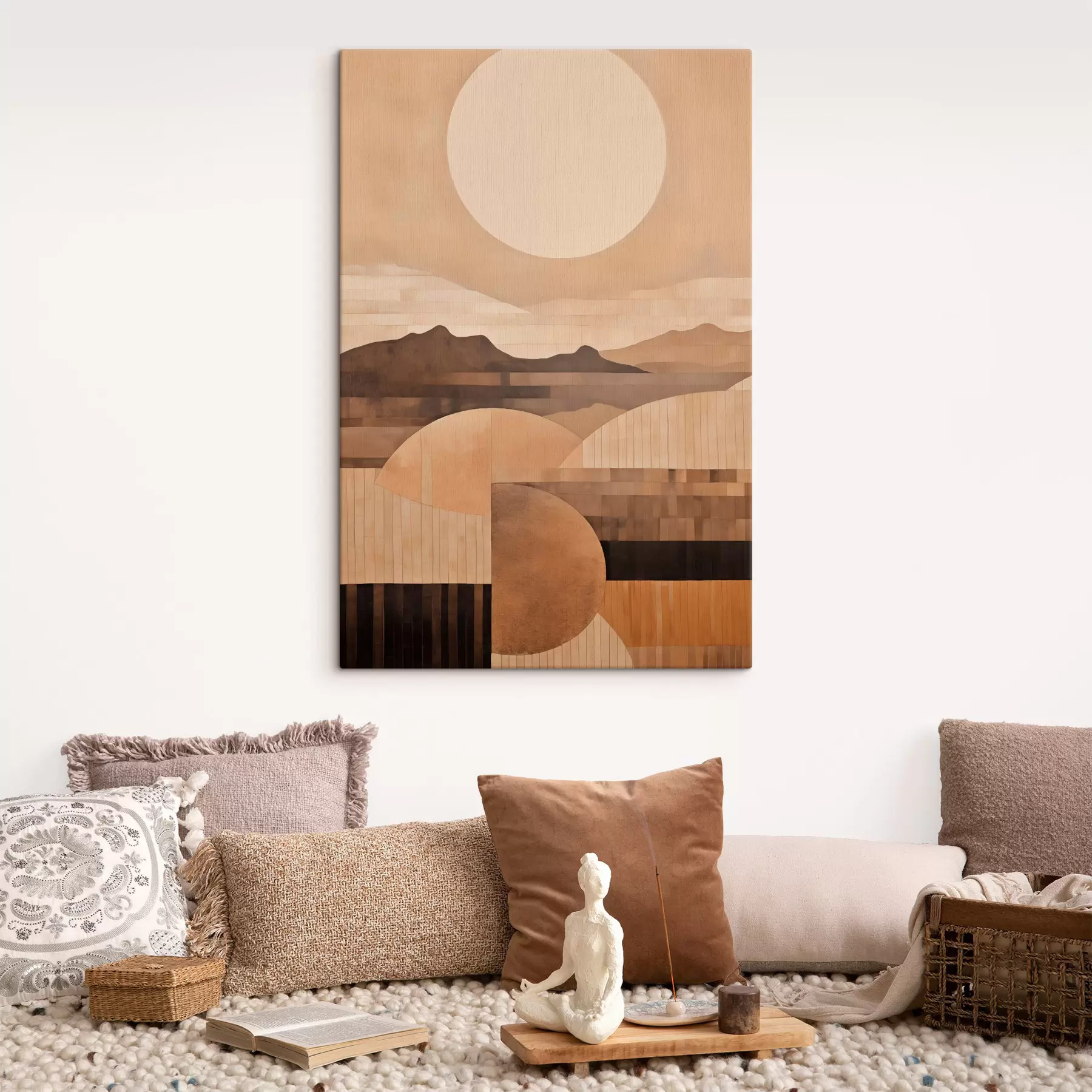 carta da parati Un paesaggio minimalista dalle forme geometriche, con montagne dai toni seppia nr. s49484