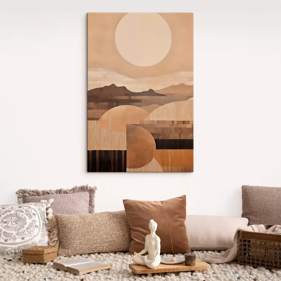 carta da parati Un paesaggio minimalista dalle forme geometriche, con montagne dai toni seppia nr. s49484