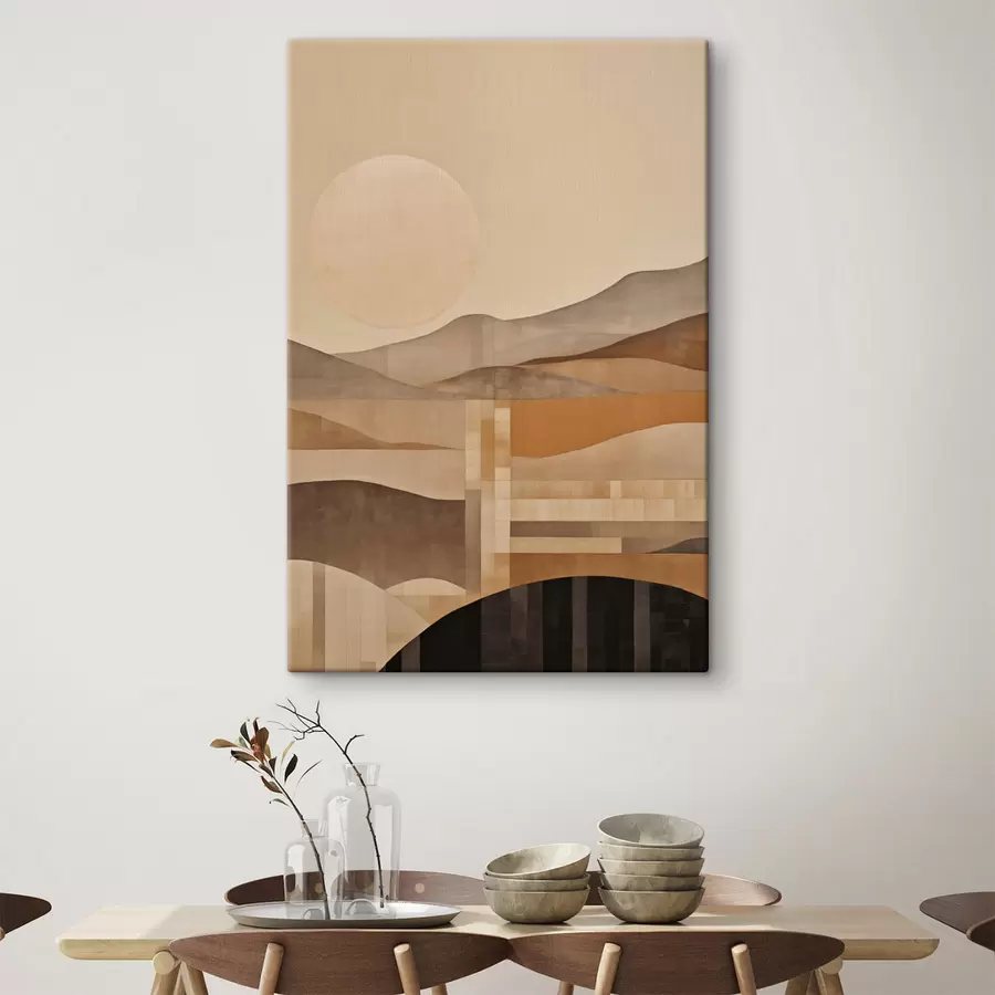 carta da parati Un paesaggio minimalista dalle forme geometriche, con montagne dai toni seppia nr. s49485