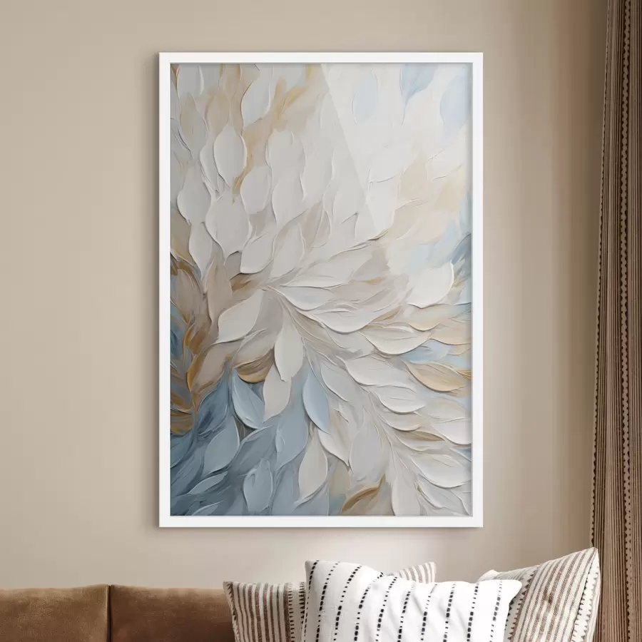 carta da parati Pittura astratta con texture che imita la tecnica a pennellate nei colori bianco, blu e beige nr. f49464