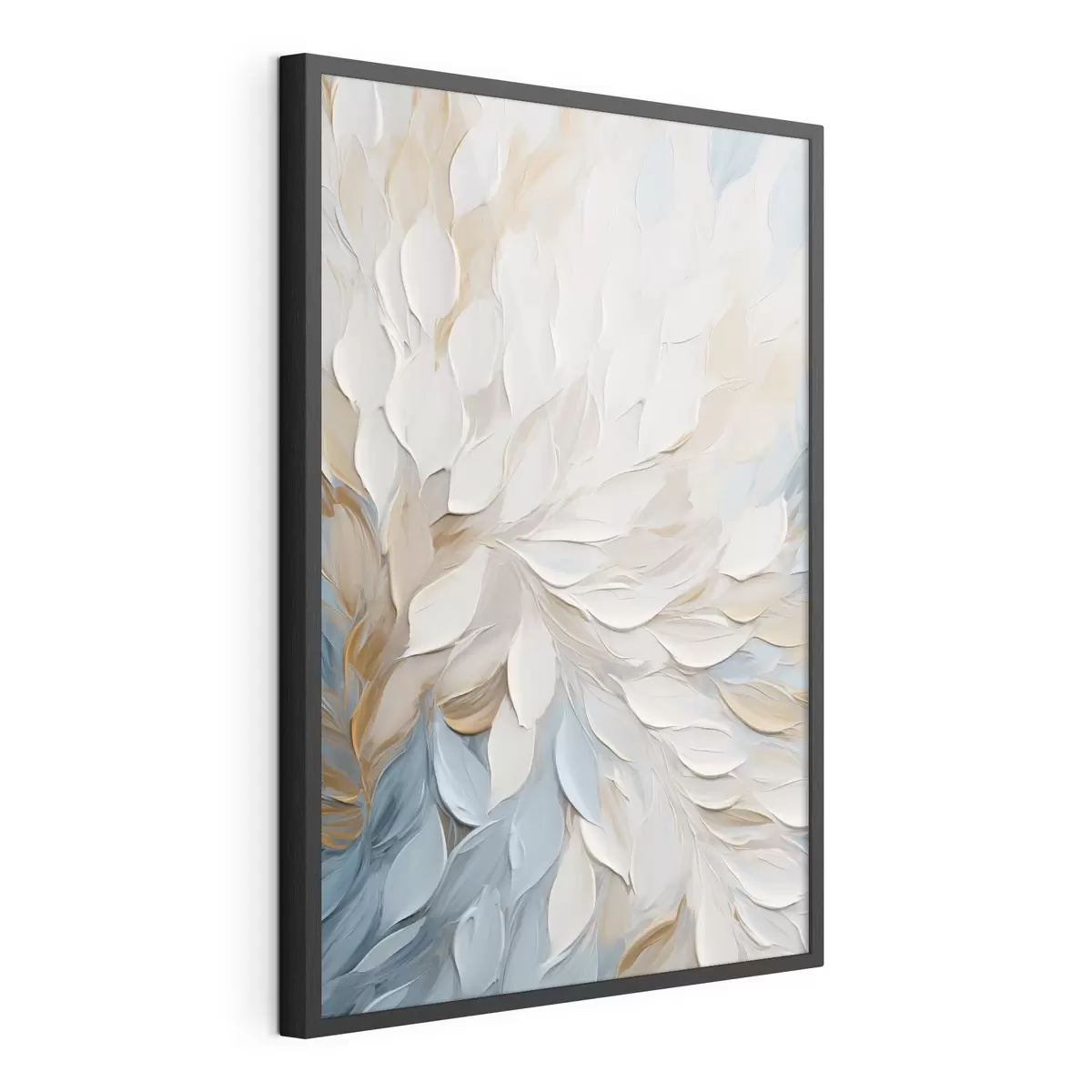Poster Pittura astratta con texture che imita la tecnica a pennellate nei colori bianco, blu e beige f49464