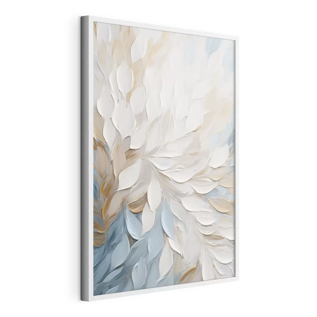 Poster Pittura astratta con texture che imita la tecnica a pennellate nei colori bianco, blu e beige f49464