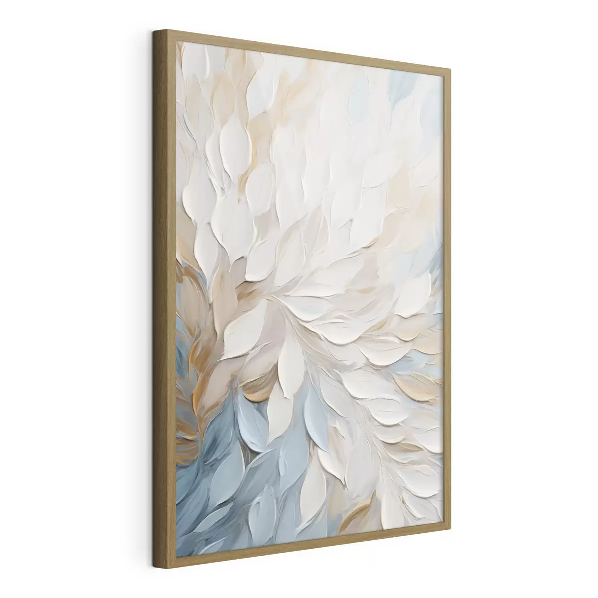 Poster Pittura astratta con texture che imita la tecnica a pennellate nei colori bianco, blu e beige f49464