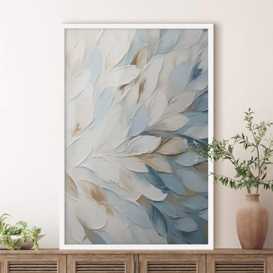 carta da parati Pittura astratta con texture che imita la tecnica a pennellate nei colori bianco, blu e beige nr. f49465