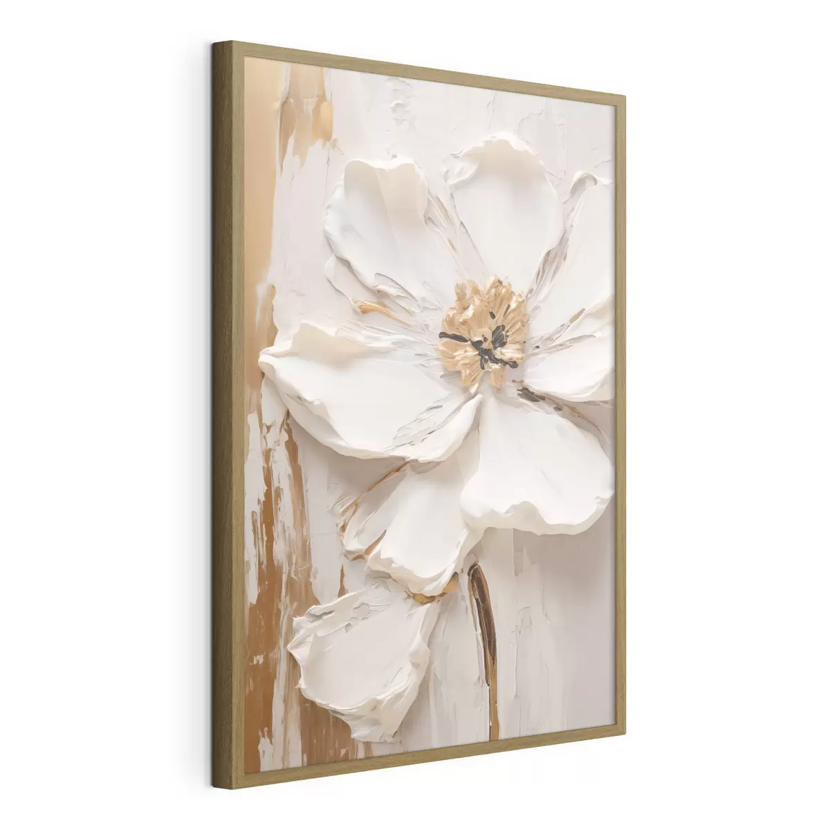 Poster Fiore bianco in rilievo con petali delicati e sfondo astratto f49486