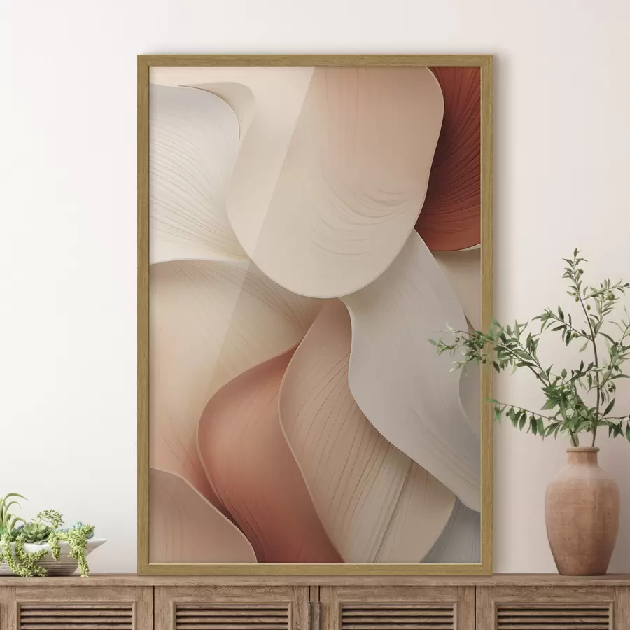 carta da parati Forme astratte dalle linee morbide e fluide, nei toni del crema e del beige nr. f49488