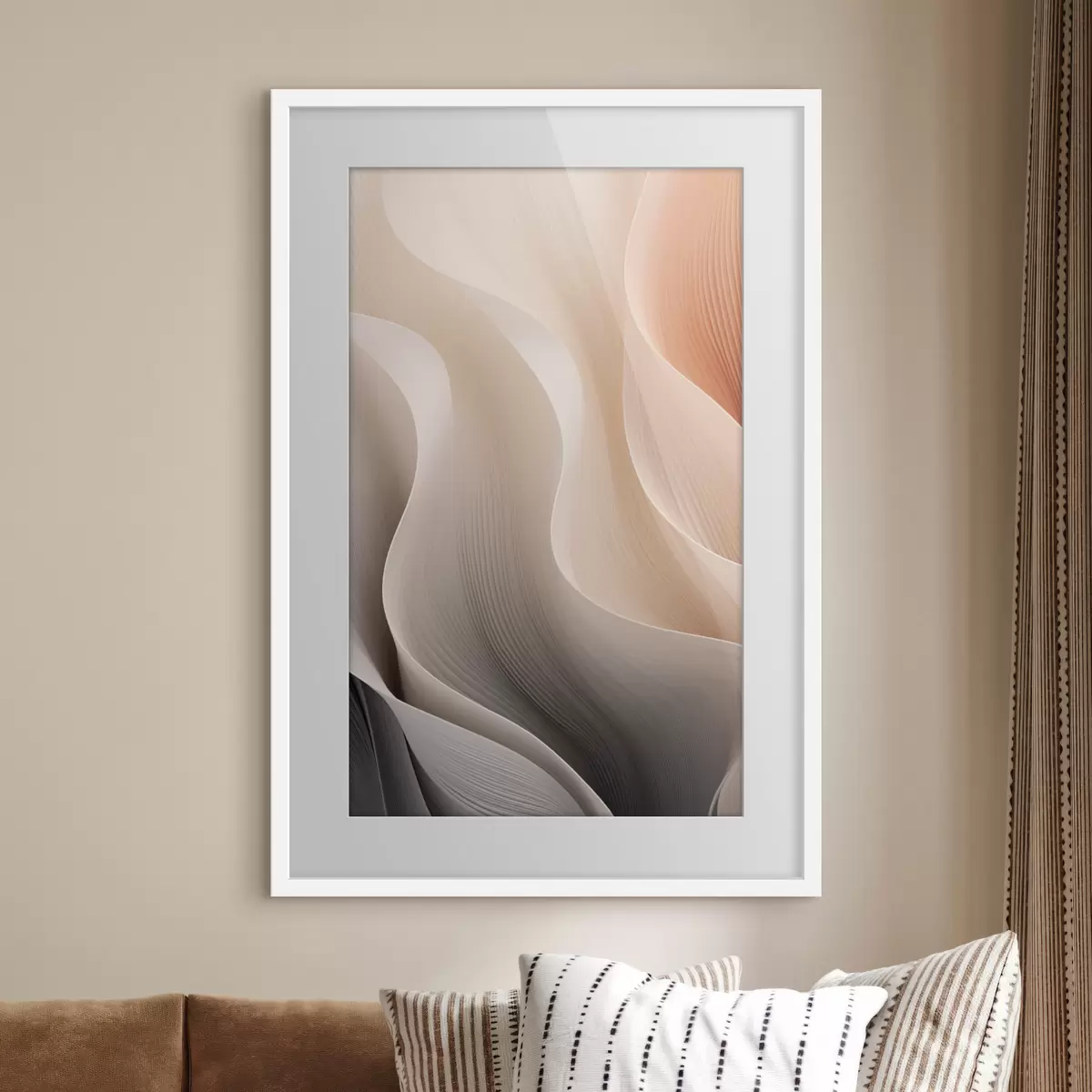 Poster Texture astratte e traslucide nei toni del pesca, del crema e del grigio f49493