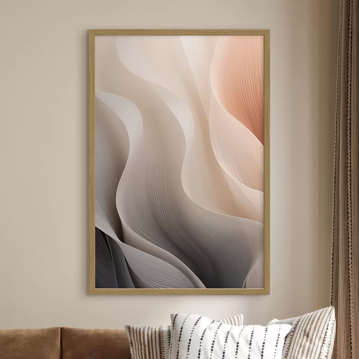 Poster Texture astratte e traslucide nei toni del pesca, del crema e del grigio f49493