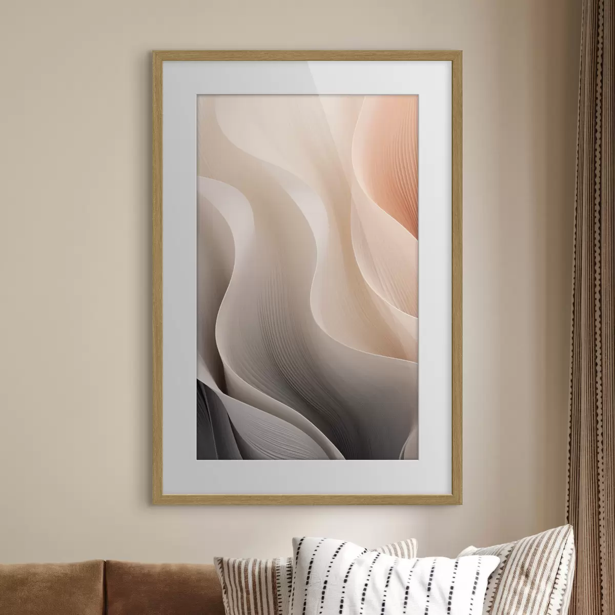 Poster Texture astratte e traslucide nei toni del pesca, del crema e del grigio f49493