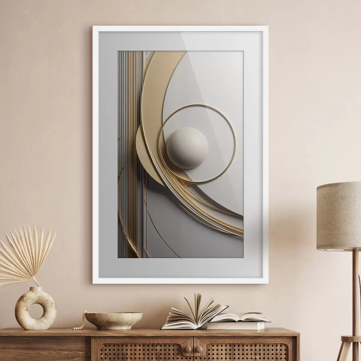 Poster Spirale dorata e perla f49498