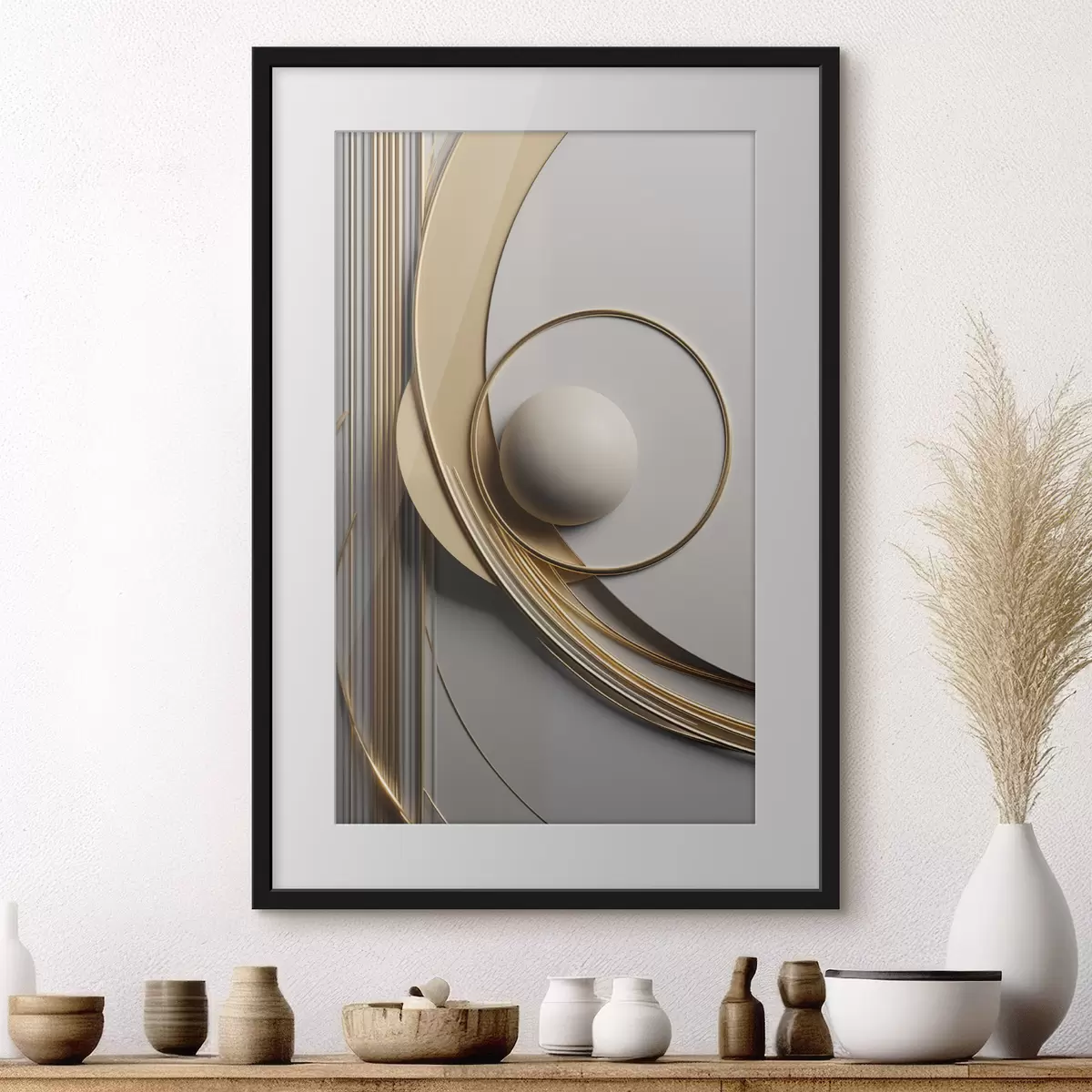 Poster Spirale dorata e perla f49498