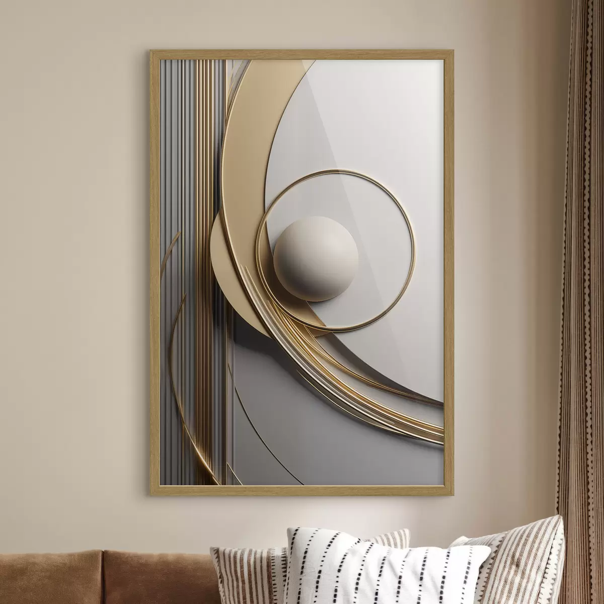 Poster Spirale dorata e perla f49498