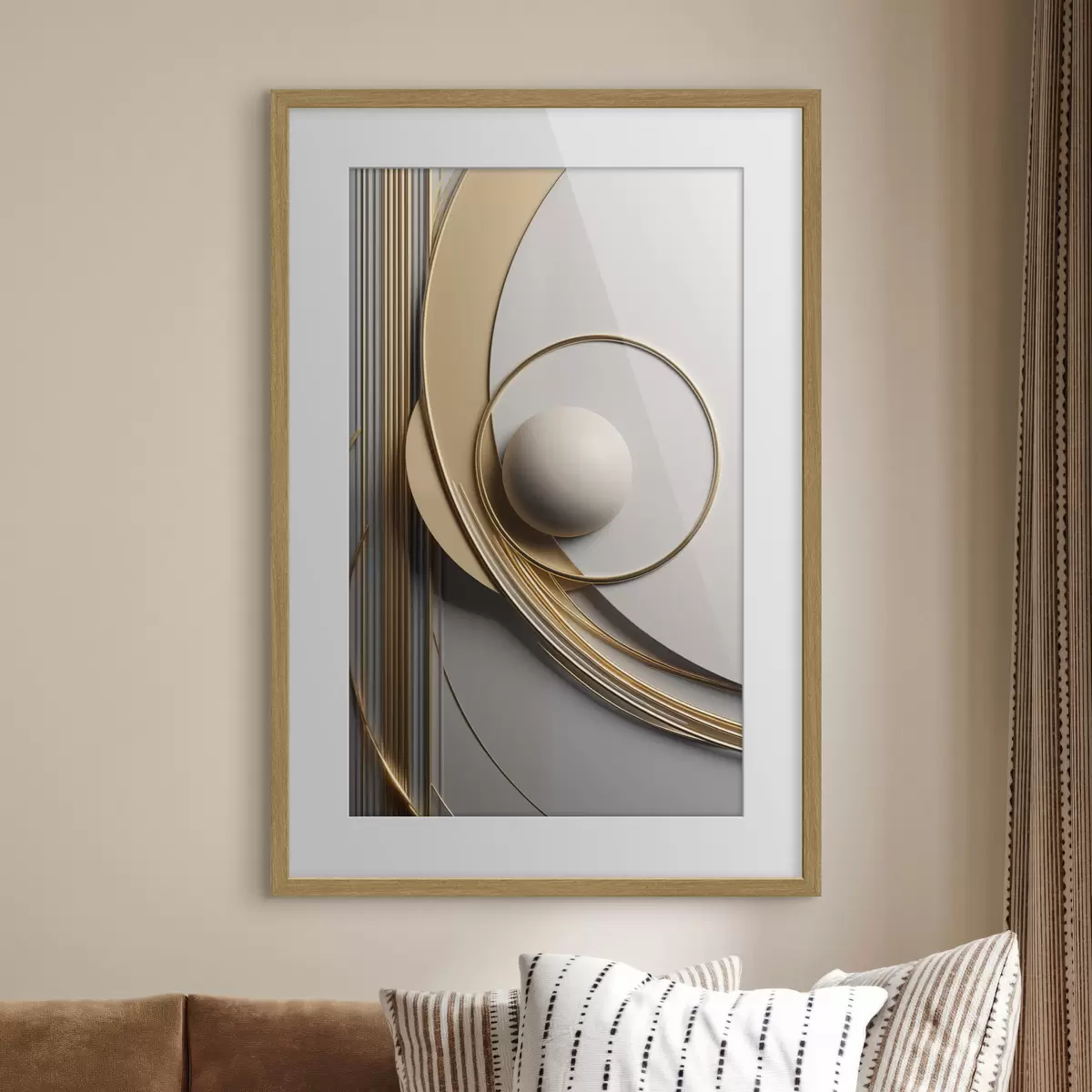 Poster Spirale dorata e perla f49498