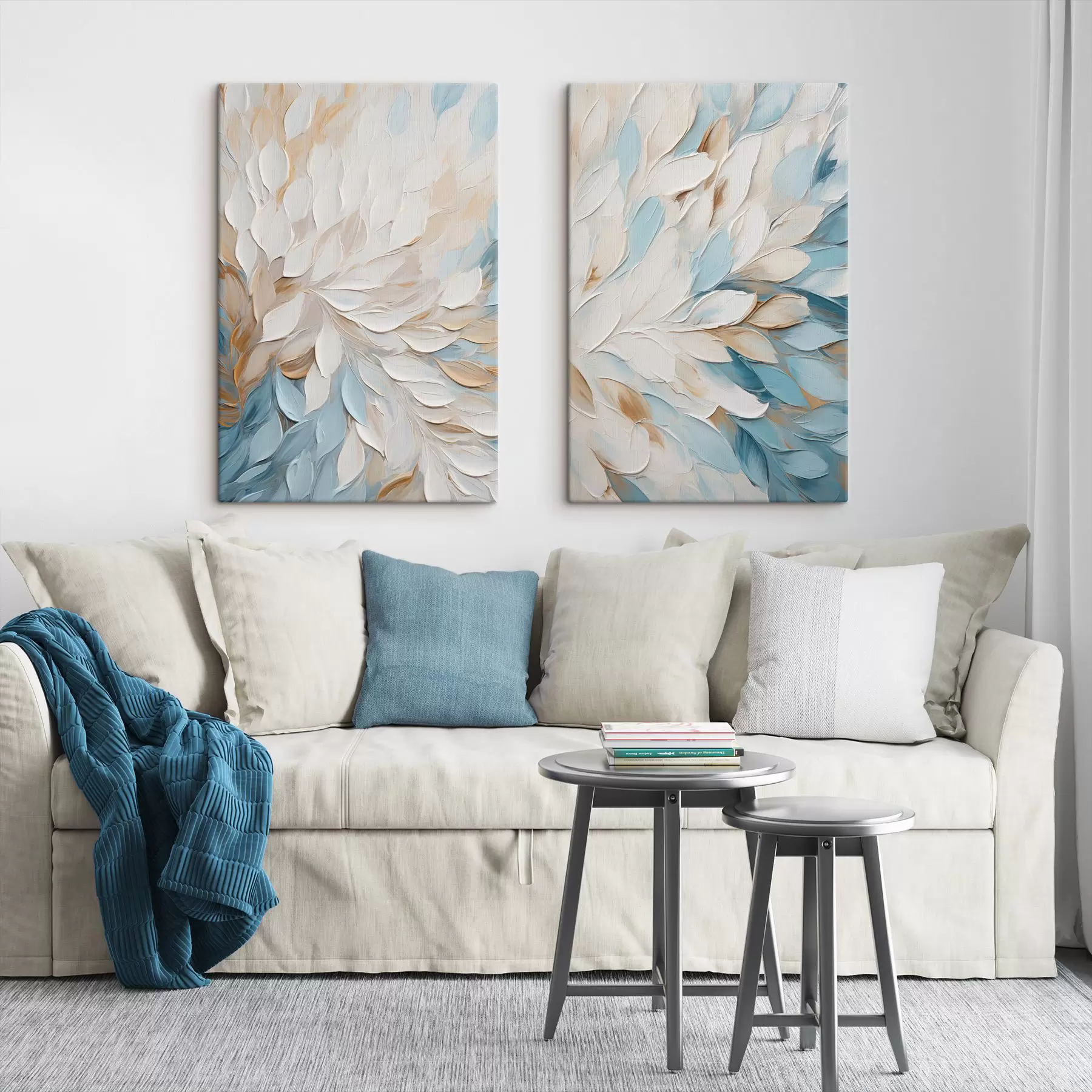 carta da parati Pittura astratta con texture che imita la tecnica a pennellate nei colori bianco, blu e beige nr. m30568