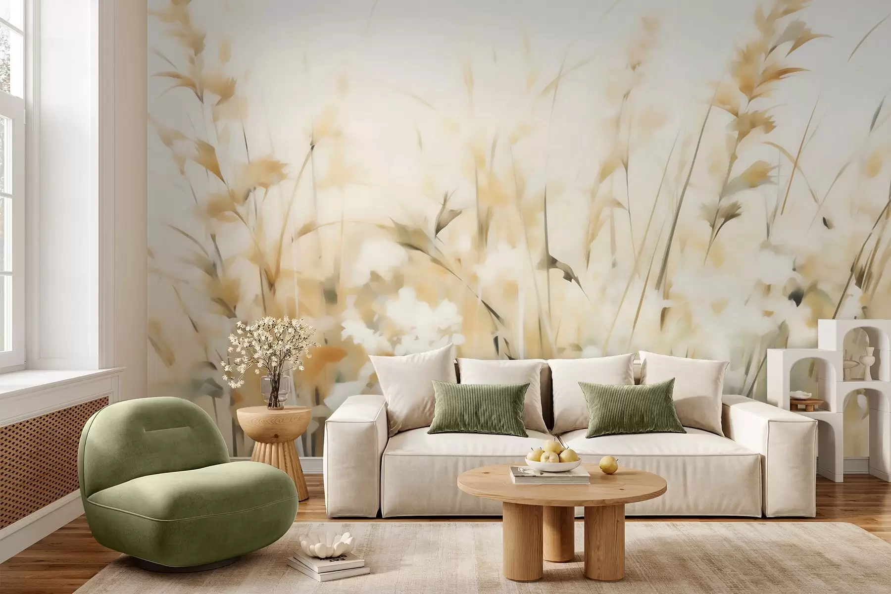 Carta da parati nature Astratto: erbe che imitano la pittura 