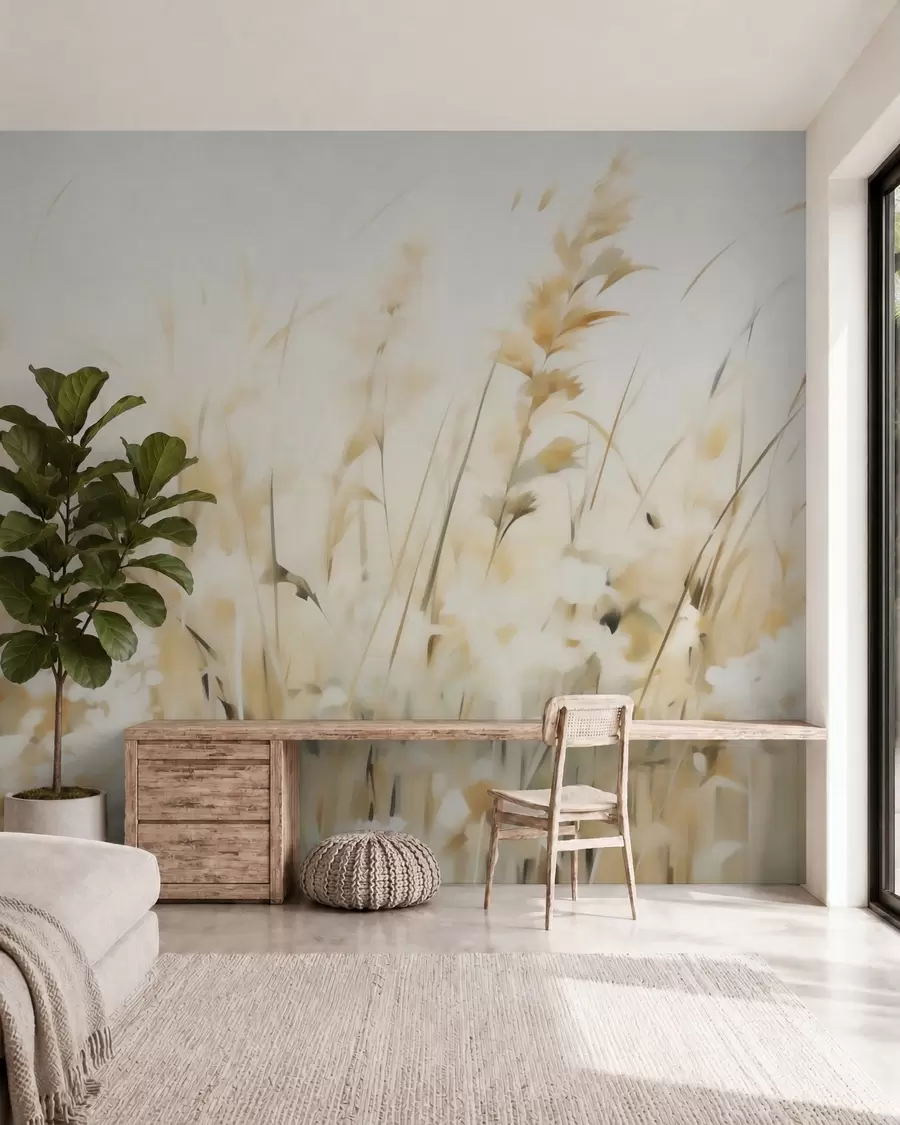 Carta da parati nature Astratto: erbe che imitano la pittura 