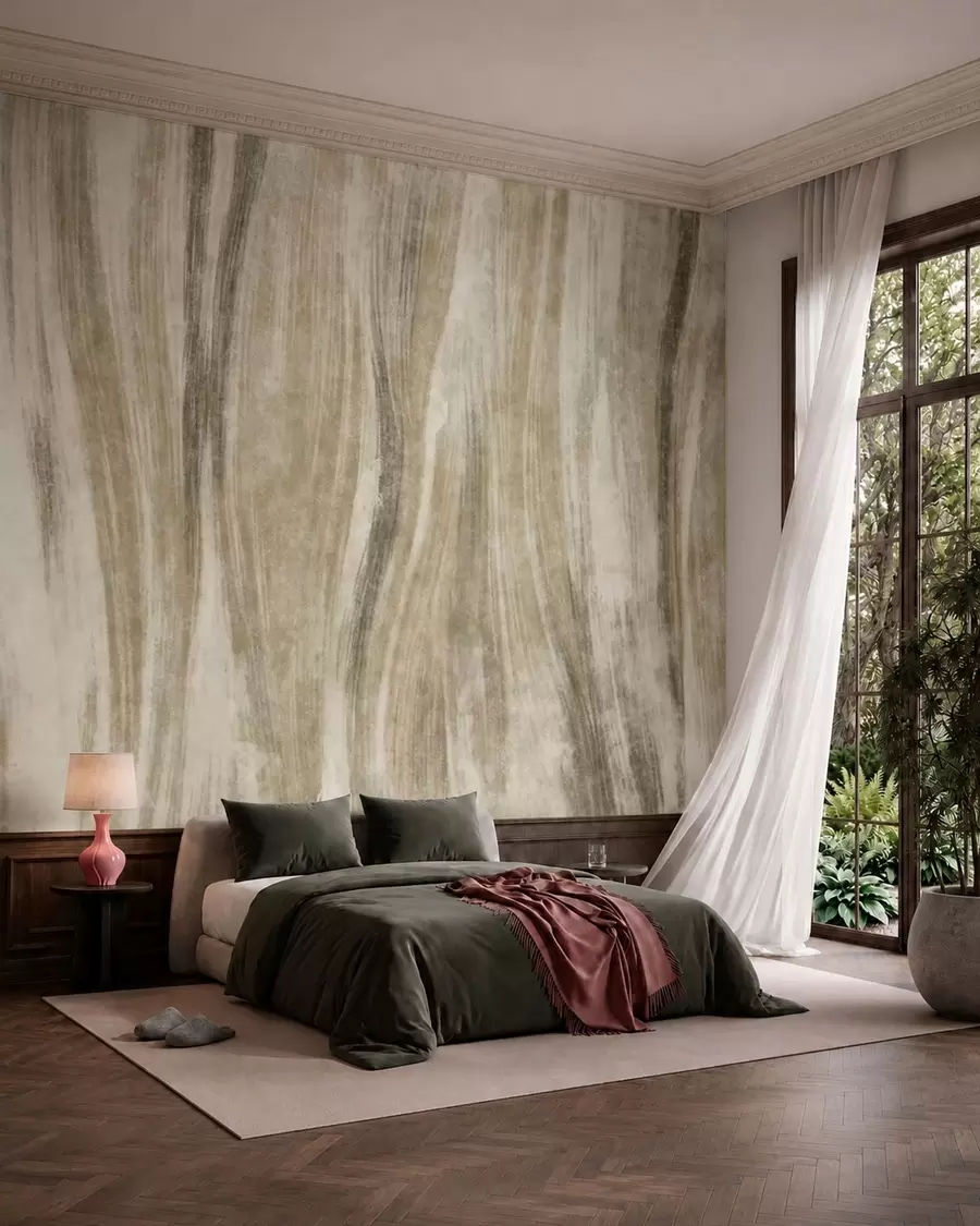 carta da parati Motivo astratto con striature verticali fluide nei toni del grigio-beige nr. w05686v1
