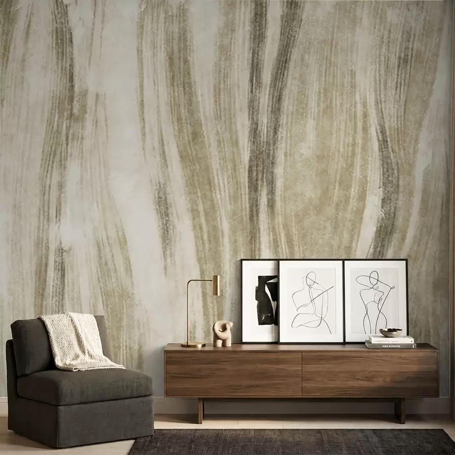 carta da parati Motivo astratto con striature verticali fluide nei toni del grigio-beige nr. w05686v1