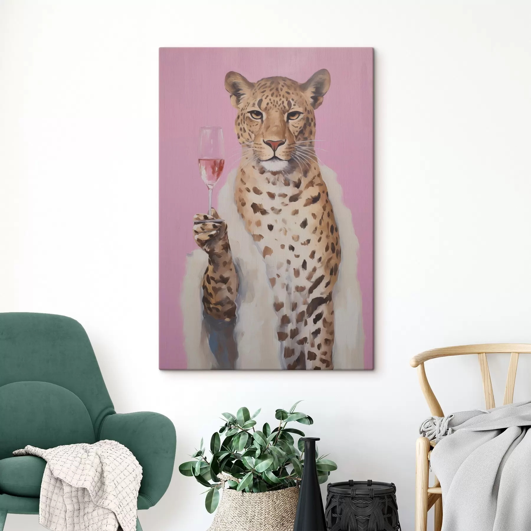 carta da parati Dipinto raffigurante un leopardo con effetto vetro nr. s49510