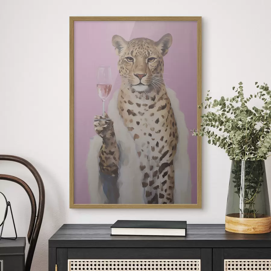 carta da parati Dipinto raffigurante un leopardo con effetto vetro nr. f49510