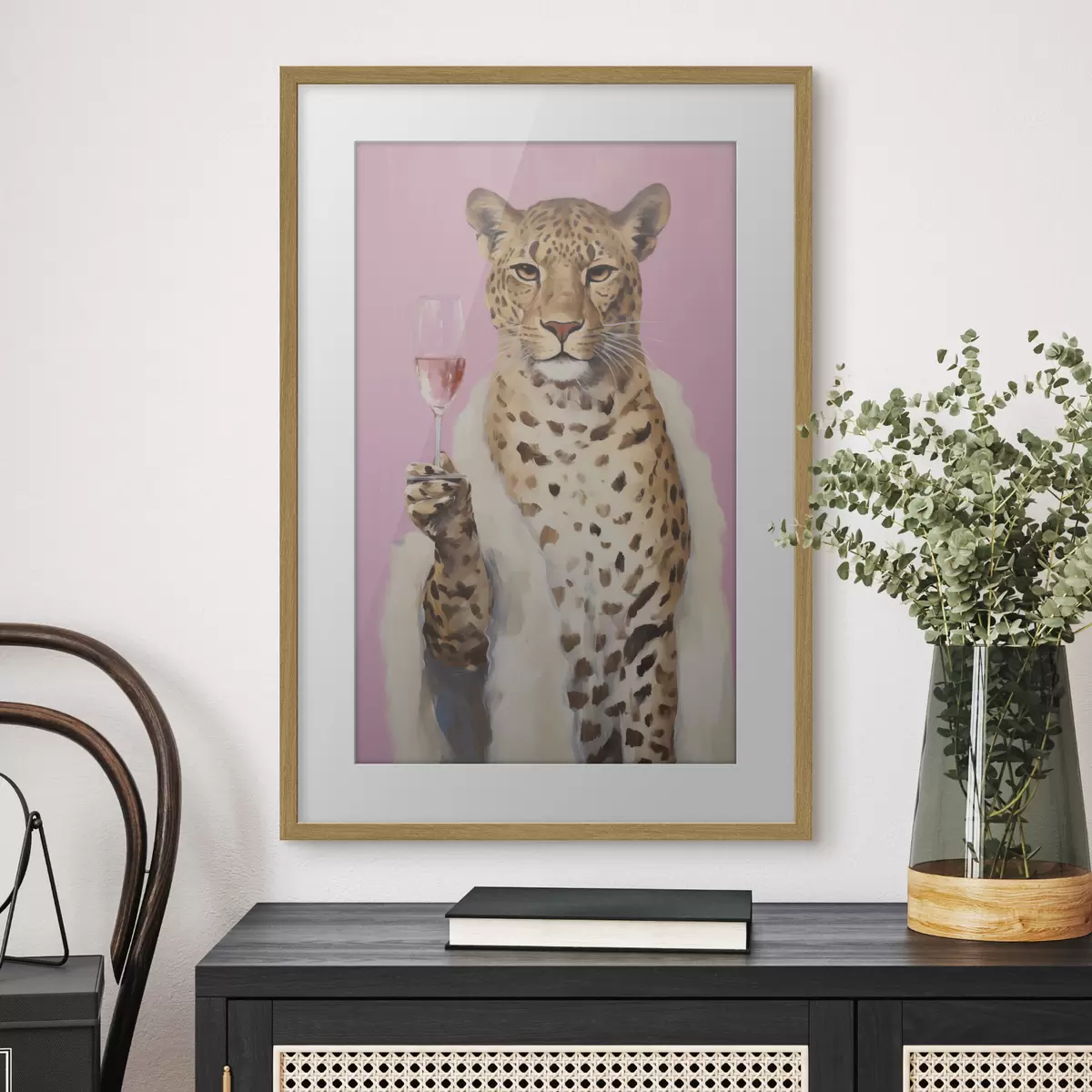 Poster Dipinto raffigurante un leopardo con effetto vetro f49510