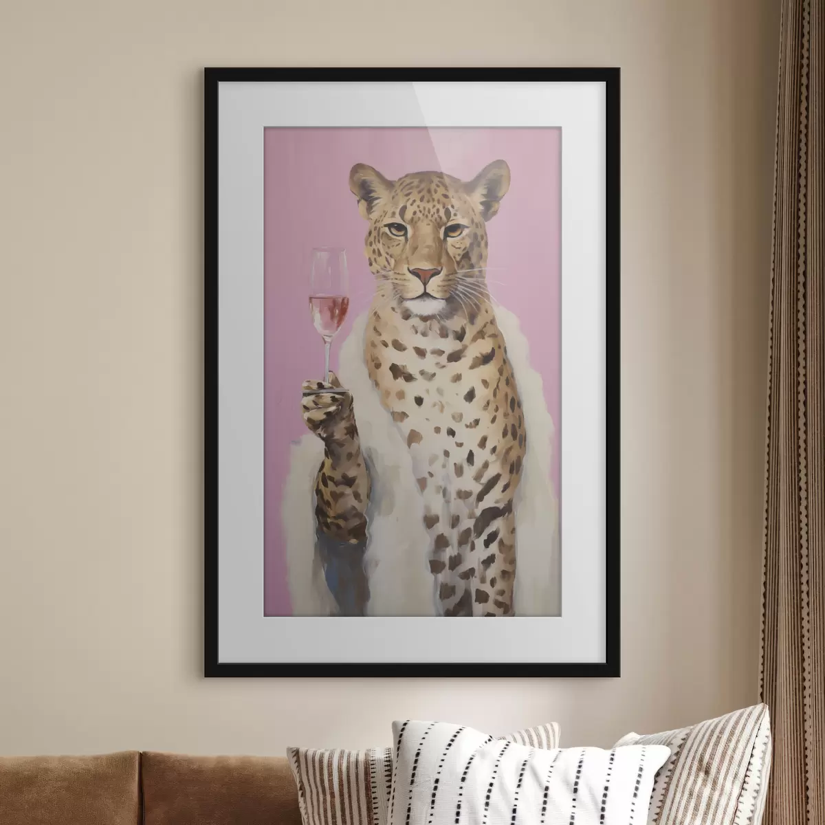 Poster Dipinto raffigurante un leopardo con effetto vetro f49510