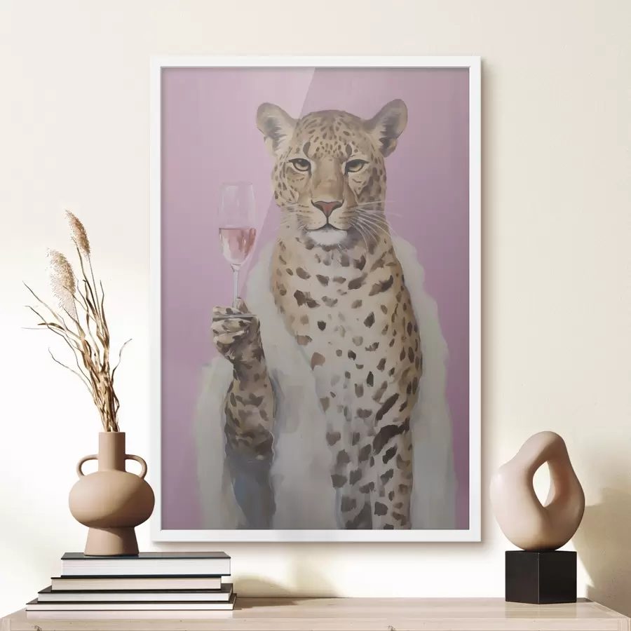carta da parati Dipinto raffigurante un leopardo con effetto vetro nr. f49510