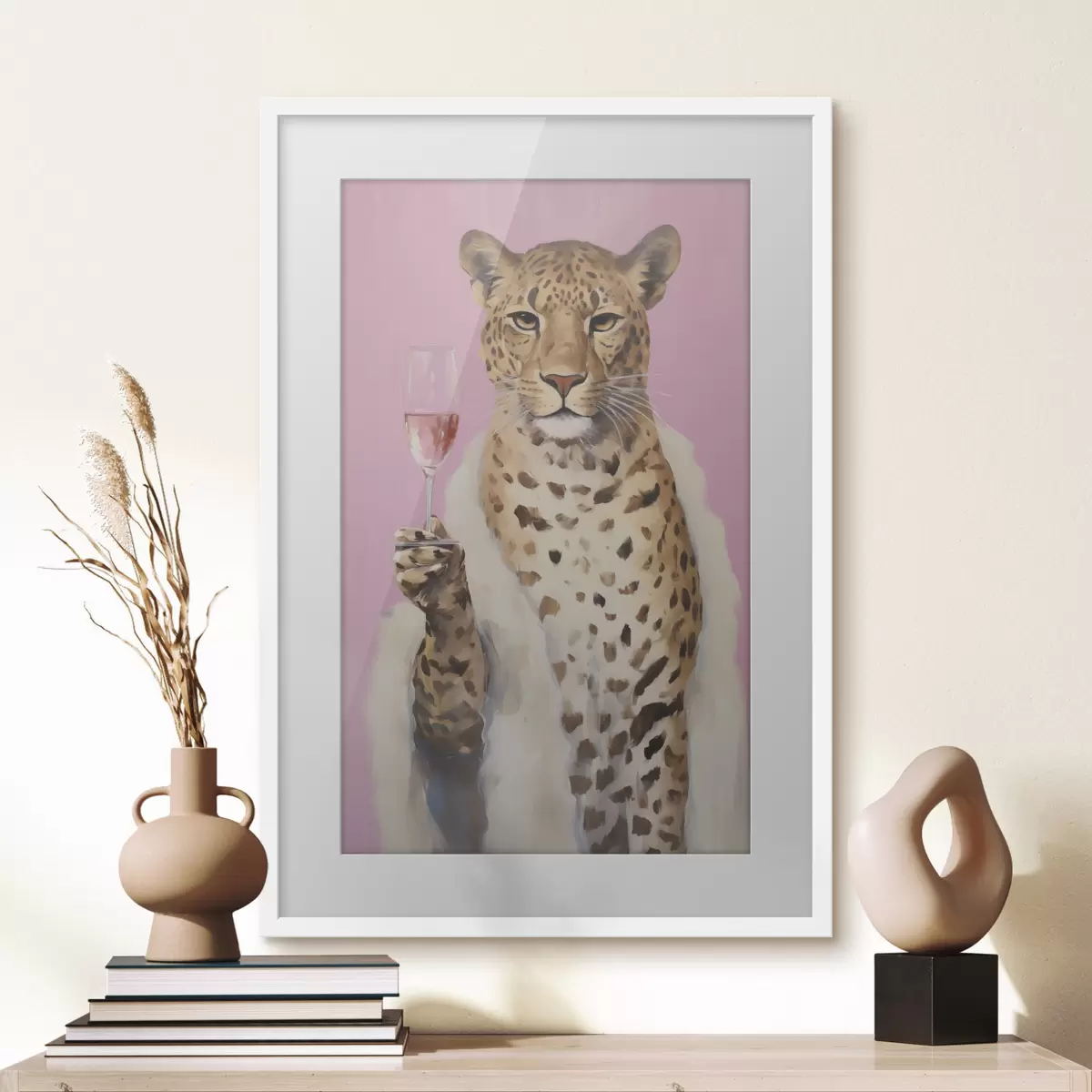 Poster Dipinto raffigurante un leopardo con effetto vetro f49510
