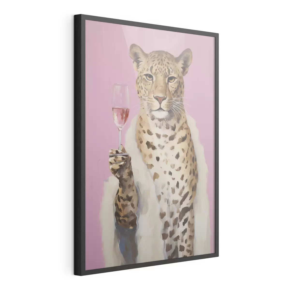 Poster Dipinto raffigurante un leopardo con effetto vetro f49510