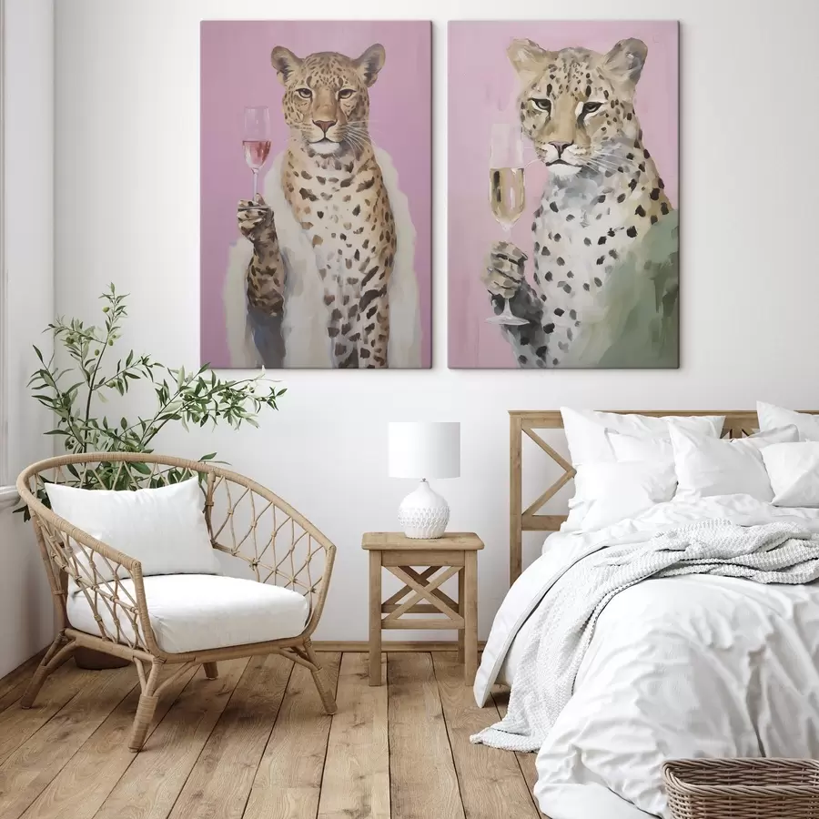 carta da parati Dipinto raffigurante un leopardo con effetto vetro nr. m30596