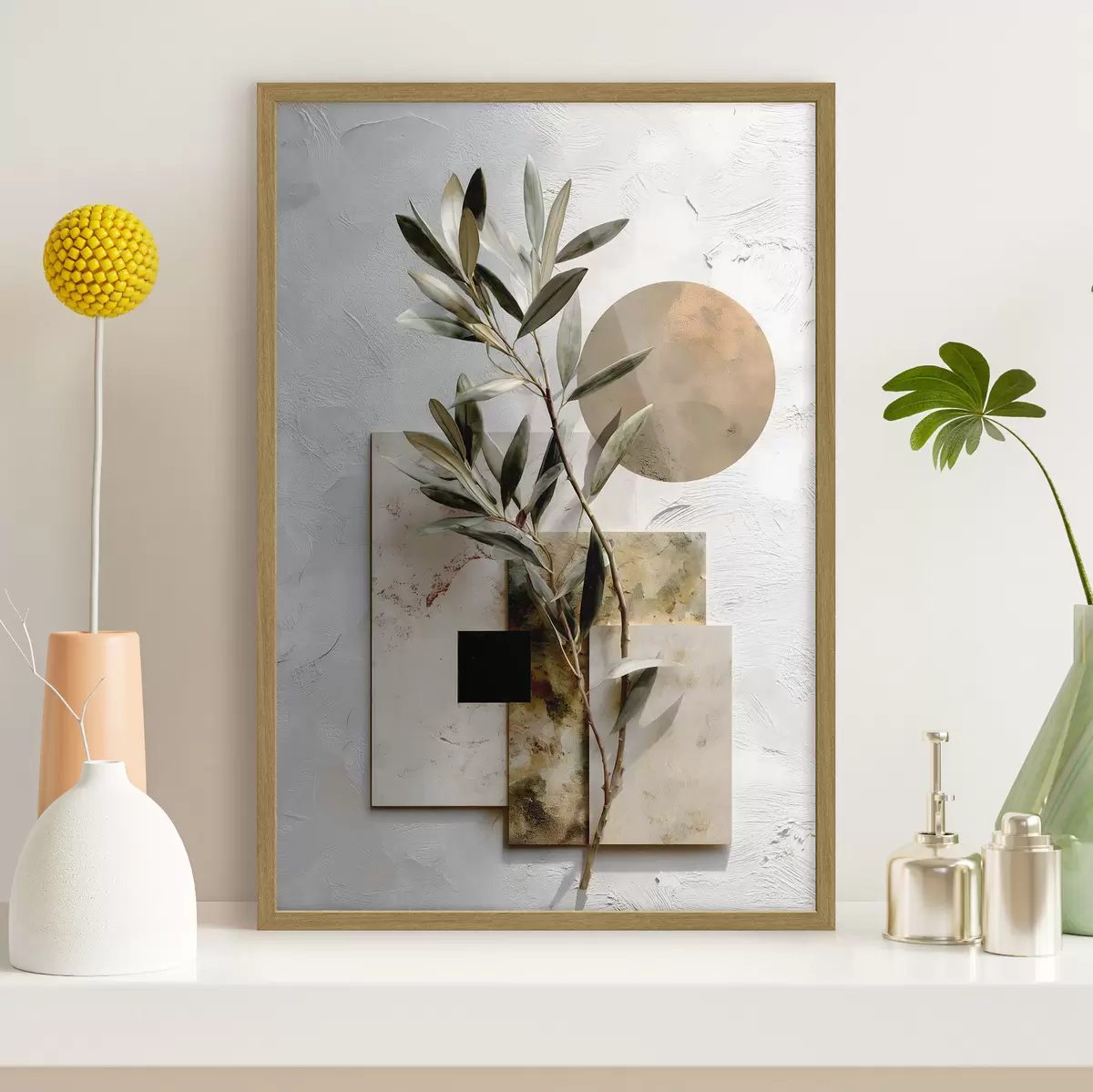 Poster Ramo d’ulivo e cerchio ocra f49554