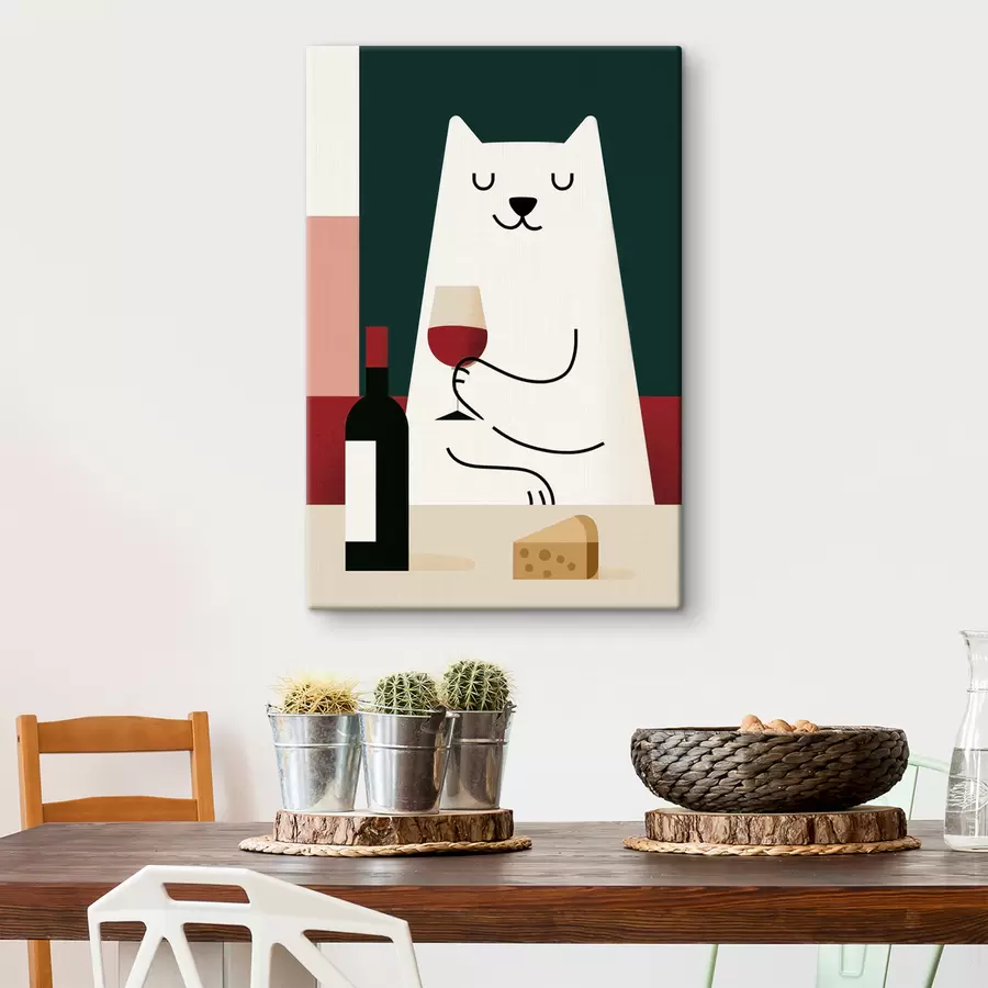 carta da parati Gatto con un bicchiere di vino nr. s49624
