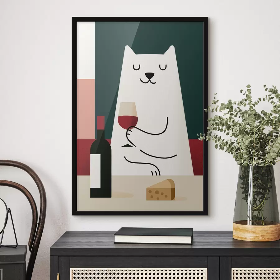 carta da parati Gatto con un bicchiere di vino nr. f49624