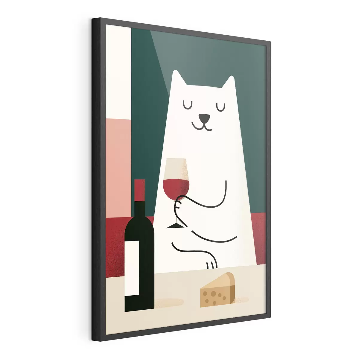 Poster Gatto con un bicchiere di vino f49624