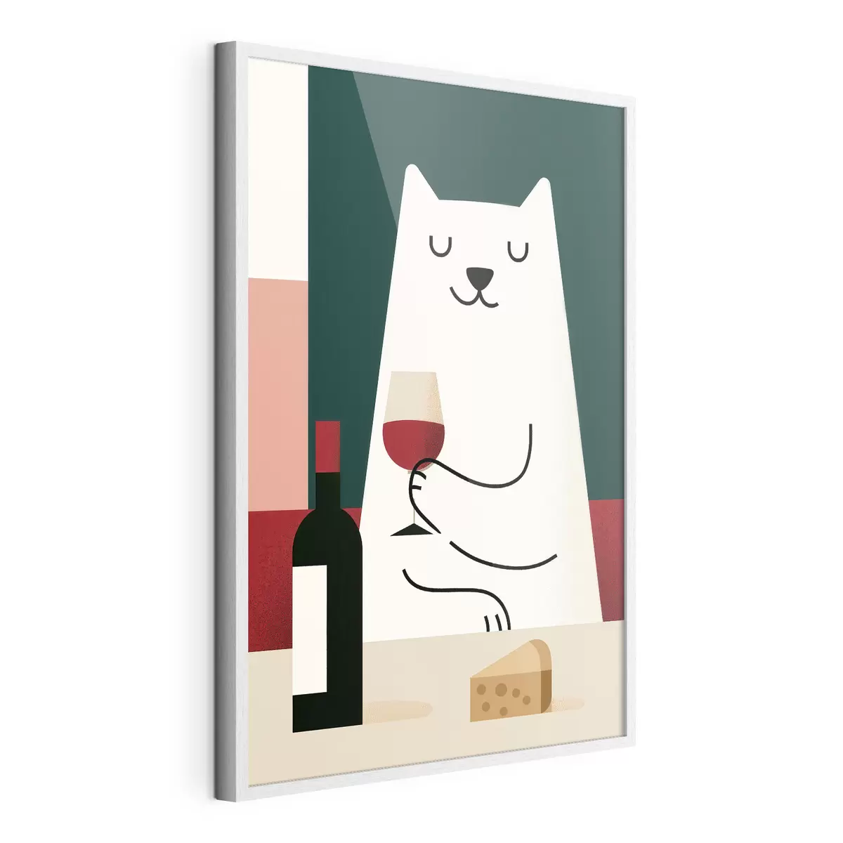 Poster Gatto con un bicchiere di vino f49624