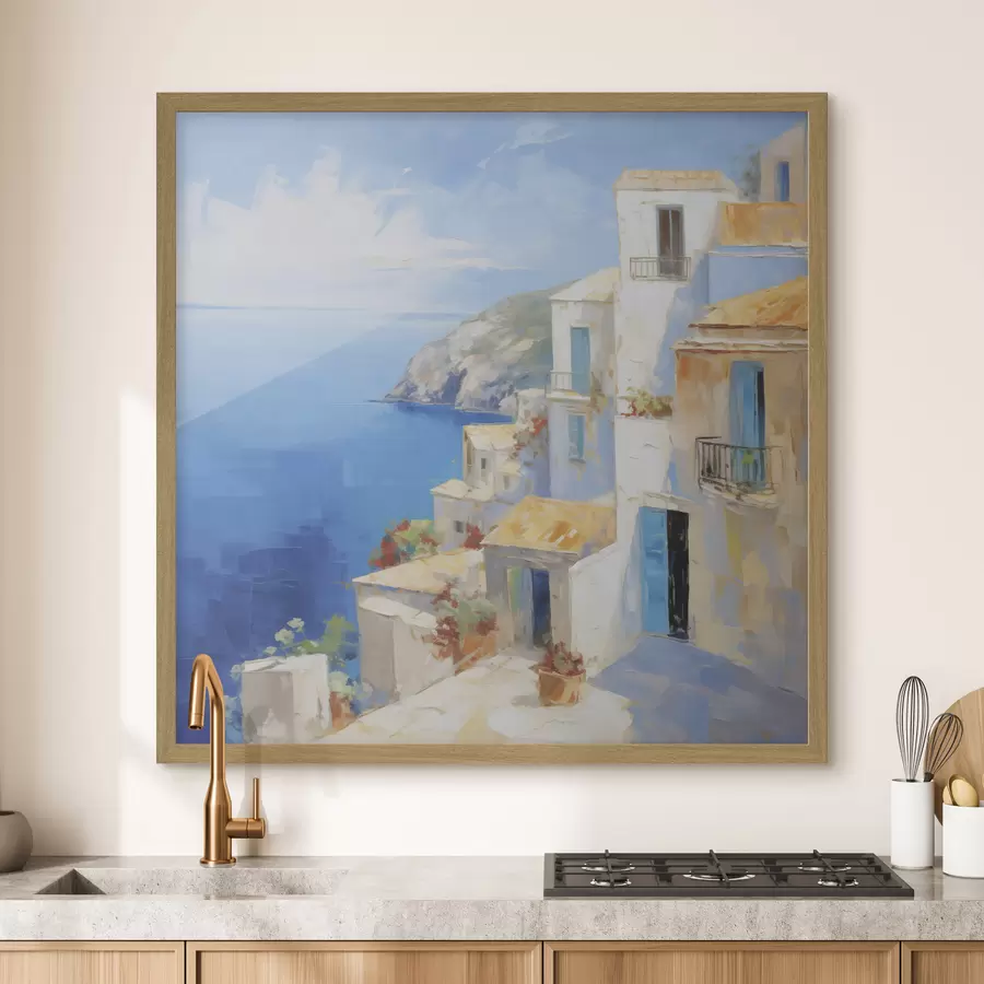 carta da parati Città sul mare – imitazione di un dipinto nr. f49590