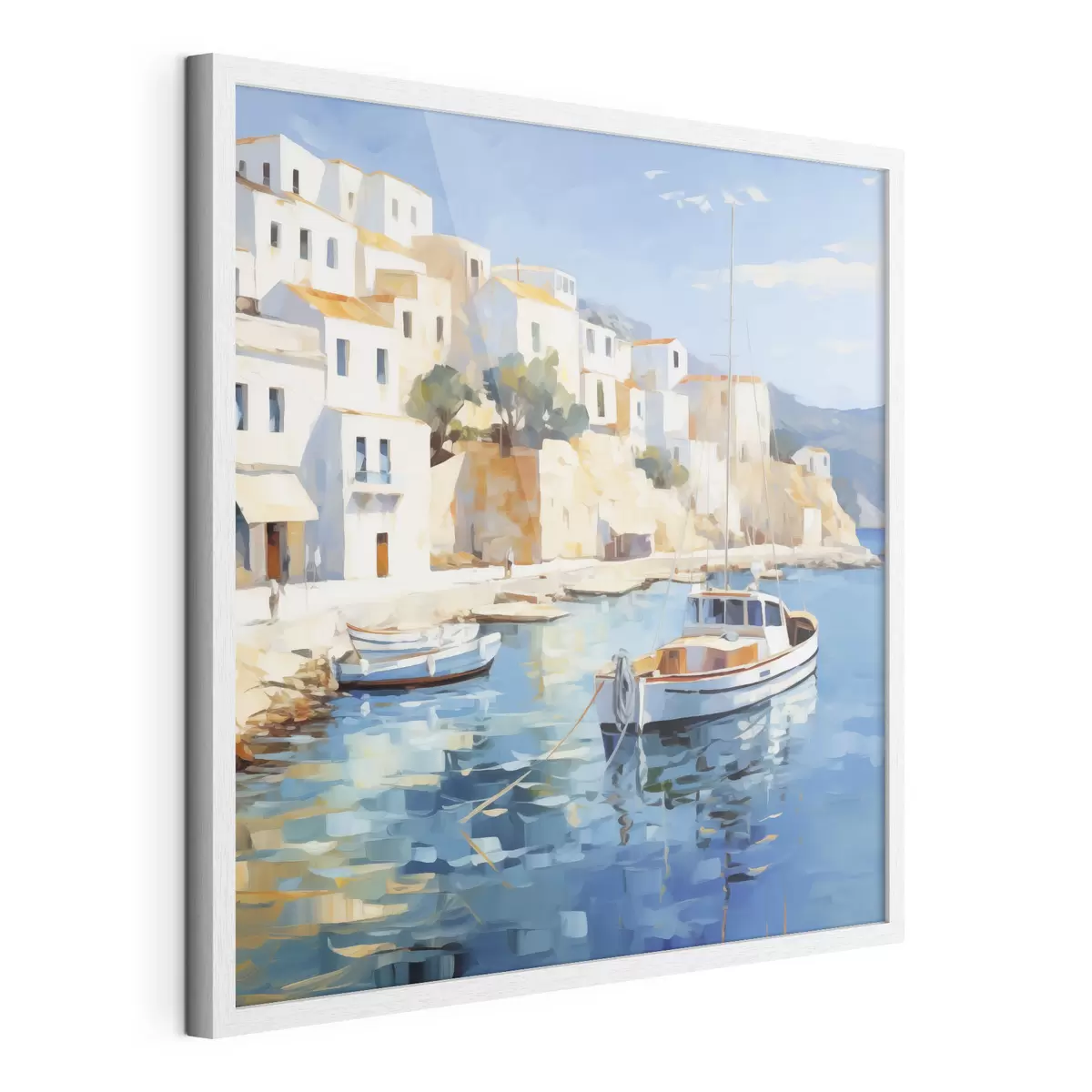 Poster Dipinto che raffigura una cittadina costiera f49591