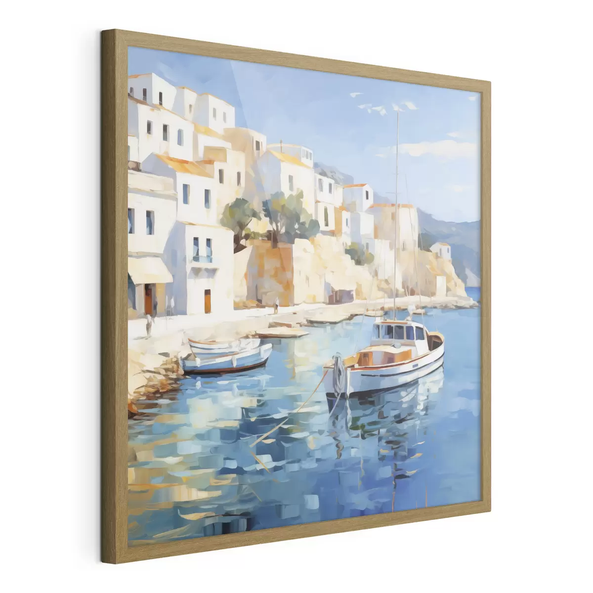 Poster Dipinto che raffigura una cittadina costiera f49591