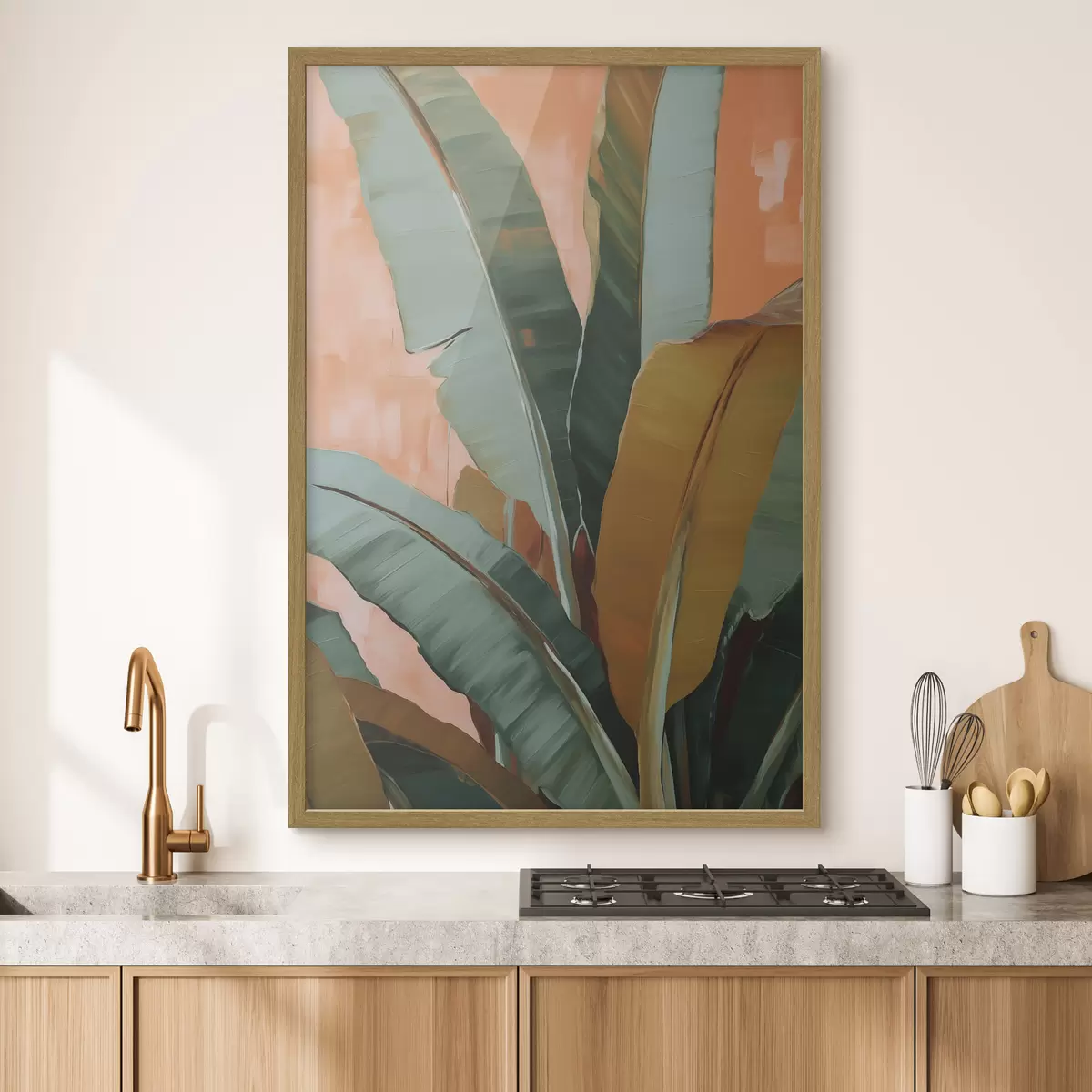Poster Foglie grandi, imitazione di un dipinto f49598